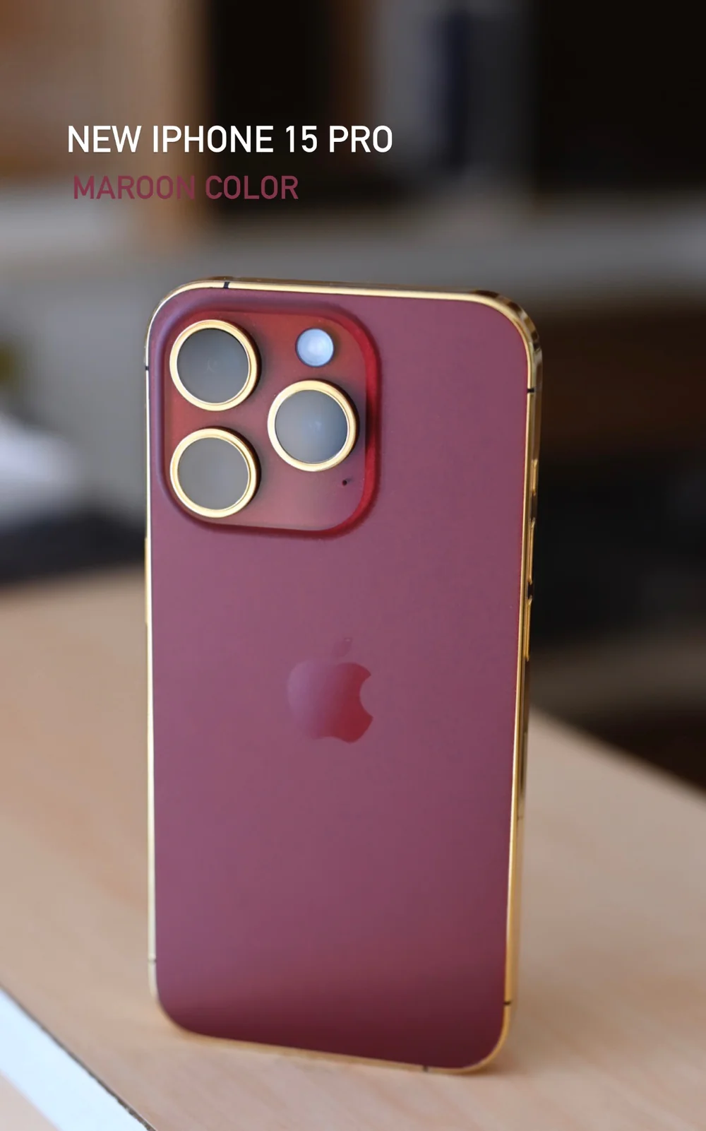 iPhone 15 Pro Max - Chapado en oro de 24 quilates - Edición granate